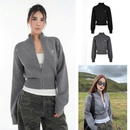 Knitted zip-upJacket, long-sleeved zip-up crop top for women, new 2025 T67