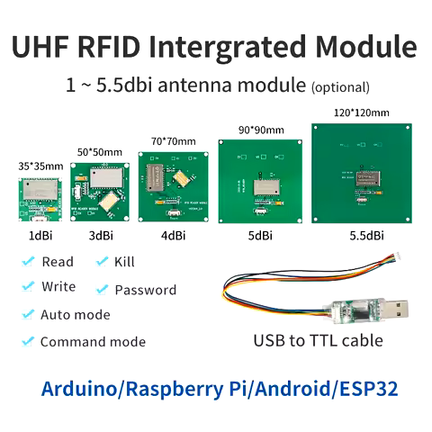 Fonkan UHF RFID Access Control Card Reader Antenna Integrated Module UHF RFID Reader Module Compatib