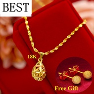 Original Gold 18k Pawnable Saudi Necklace for Women Sand Gold Drop Pendant Hollow Flower Hydrangea Necklace Nasasangla Legit Online Sale Wedding and Party Gifts for Women Buy One Get One Free Gift Earrings