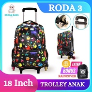 DREAM BAGS - 3-WHEEL Boys' Trolley Bag - Elementary School Trolley Bag - Children's Suitcase Bag - B