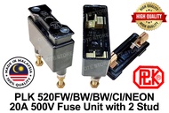 PLK 520FW/BW/BW/CI/NEON 20A 500V Fuse Unit with 2 Stud