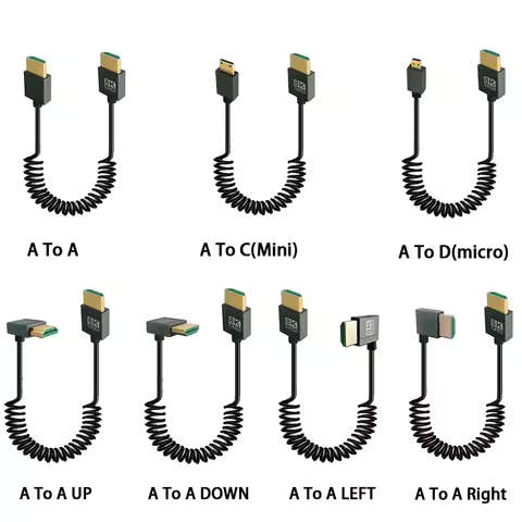 8K Ultra HD HDMI-Compatible To HDMI-Compatible Coiled Cable 48Gbps Male To Male 8K@60Hz 4K@120Hz for