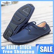 2023 [Fair Price] [Spot] [Free Shipping] [COD] Fashion New Rubber Sole Men's Microfiber Handmade Peas Shoes Men's Shoes Large Size 38-48