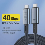 USB4 240W Fast Charge Cable 40Gbps 8K Video C To C Braided For MacBook Pro M2 iPhone 15 Pro iPad Pro