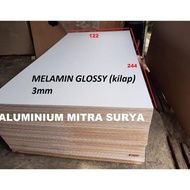 MELAMIN 3MM PUTIH KILAP GLOSSY 122X244 TRIPLEK MULTIPLEK PLYWOOD WHITE