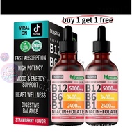 SG in stock  buy1get1free    Vitamin B12 Strawberry Liquid Supplement Drops with B6, B1, Niacin & Fo