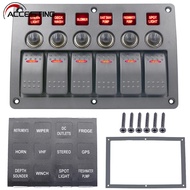 6 Gang Rocker Switch Panel with LED Indicator Light Waterproof Circuit Breakers Switch Panel 12V ~24