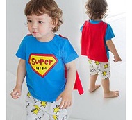 韓國 Cordi-i 幼兒親膚涼感短袖套裝(含披肩)-超人寶貝