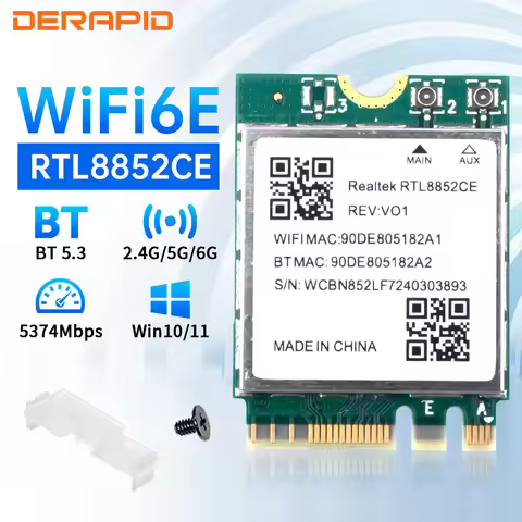 WiFi 6E RTL8852CE AX5400 Bluetooth5.3 M.2 Wireless Adapter TriBand 2.4G/5G/6Ghz 5400Mbps BT5.3 Signa