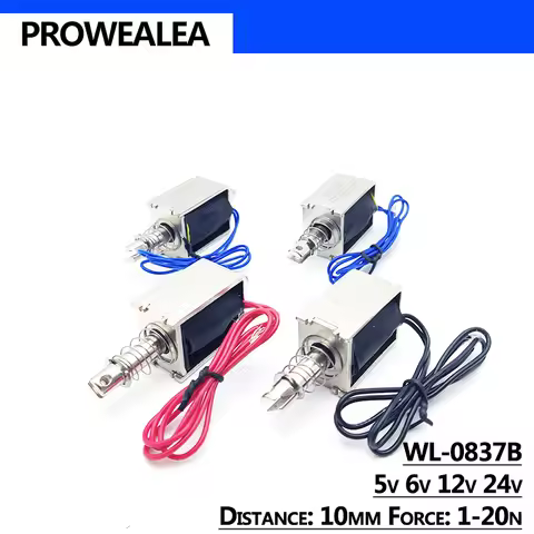 Solenoid Electromagnet Push Pull Type WL-0837B 5V 6V 12V 24V Thrust Force 1-20N 10mm Open Frame Line