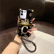 เคสสำหรับ VIVO Y29 Vivo Vy29 4G เคสโทรศัพท์แฟชั่นตัวอักษร A BC รูปแบบการพิมพ์มงกุฎพร้อมเชือกมือกันกร