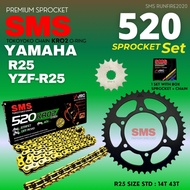 520 YAMAHA R25 YZF-R25 SPROCKET SET 520 ORING CHAIN 520KRO SMS R25 SPROCKET SET RK RKM YTZ8V YTX7 YA
