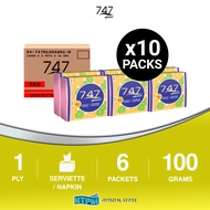 747 Serviette 100gm (RED) x 10 Packets (Carton)