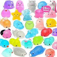 ORWINE Squishies 28pcs Mochi Squishys Toys 2nd Generation Party Favors for Kids Birthday Gift for Girl Boy Glitter Mini Squishy Mochi Animal Squishies Stress Relief Toy Xmas Gift for Kid Adult, Random