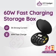60W Fast Charging Storage Box 3A High Current All-In-One Data Cable Storage Box Organizer