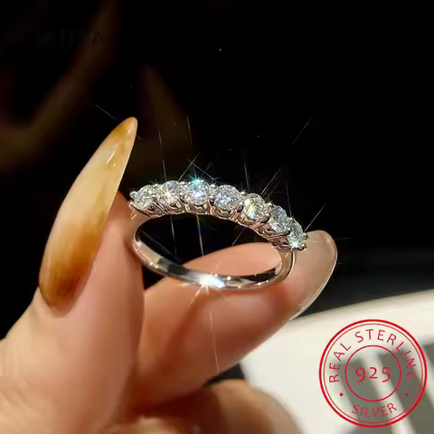 White Gold D Color 4mm Moissanite Ring For Women 925 Silver 1.5CT Stone Match Dia Wedding Band Bride