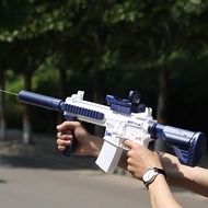 Automatic Electric Water Gun Toy - USB Rechargeable, 500mAh Battery, Blue & White Design with Scope,