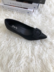 2Step-TX899-47B Sepatu heels wanita 4cm bahan kain bergaris size 36-40