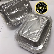 4012 Rectangular Aluminium Foil Tray 125pcs+- With Clear Plastic Lid