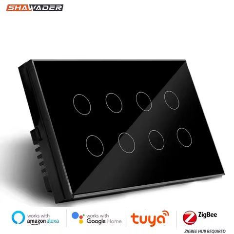Melery Zigbee Smart Switch Interruptor Glass Panel 8/10 Gang 147 Touch Sensor Light Wall Tuya App Re