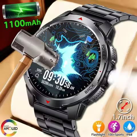 2025 New Military T-Rex 3 Ultra 1000mAh Battery Smart Watch 5ATM Waterproof Flashlight Heart Rate Sp