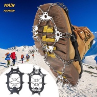 MAINAUSHUI6W Ice Shoes Winter Anti-Skid Mountaineering 24-Teeth Spike Grip Boots Chain