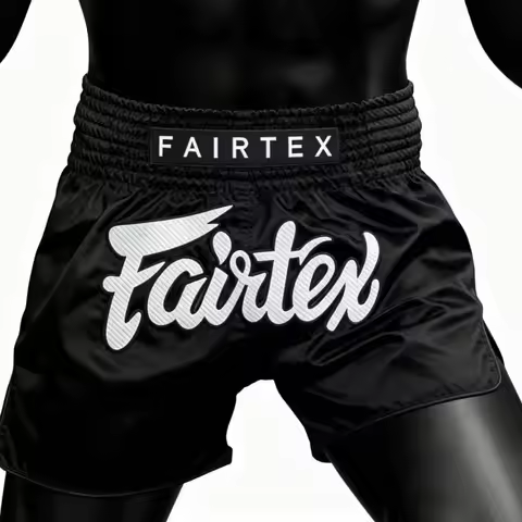 Classic Black White Satin Boxing Shorts Quick Dry Muay Thai Competition Training Shorts Embroidered 