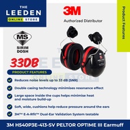 3M H540P3E-413-SV Peltor Optime III Eermuffs, 34 DB, Black/Red, Helmet mounted