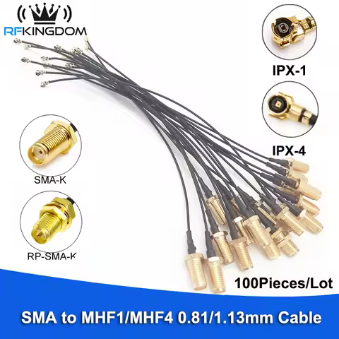 100PCS/Lot High-Frequency 0.81mm 1.13mm Pigtail Adapter Cable RP SMA Female to U.FL/IPX1 MHF4 Female