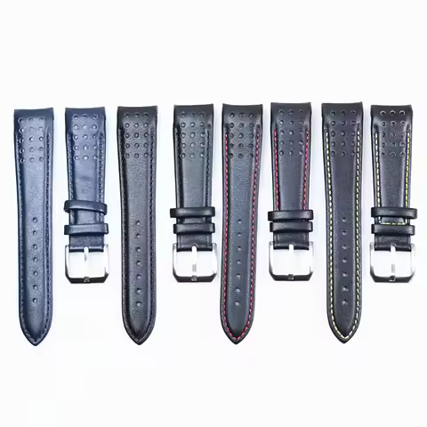 Curved Bracelet 21mm Breathable Leather for Seiko Watch Strap Sportura Series Barcelona SNAE SNP SRG