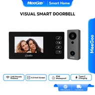MeeGoo Wireless Video Doorbell HD Wide Angle 4.3inch Screen Camera Intercom Door Bell Smart Security