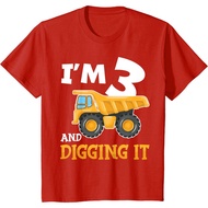 Distro Premium Kids Three 3yr 3rd Birthday Construction Boy 3 Years Old T-Shirt