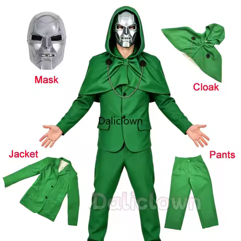 Movie Doctor Doom Cosplay Costume Mask Adult Green Uniform Cloak Cape Suit Dr Victor Von Doom Cospla