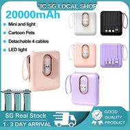 🇸🇬Powerbank 20000mAh Fast Charging USB Input &amp; 4-Output Cable Portable Power Bank w/ LED Display Mini Travel Charger