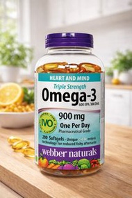 （預購4月免運費）維柏健 Webber Naturals Triple Strength Omega-3  三倍強效奧米加-3魚油軟膠囊 200粒（加拿大製造）