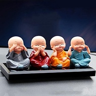 Bộ 4 Tượng Chú Tiểu Tứ Không (6cm) Trang Trí Xe Hơi, Phòng Làm Việc, Trưng Bày