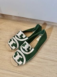 Tory Burch flats shoes loafer espadrille sneakers 平底墨綠色帆布草鞋草編鞋