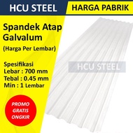 Spandek Atap Galvalum 0.45 mm x Ef 700 mm Plat Galvalum Per 1 Lembar