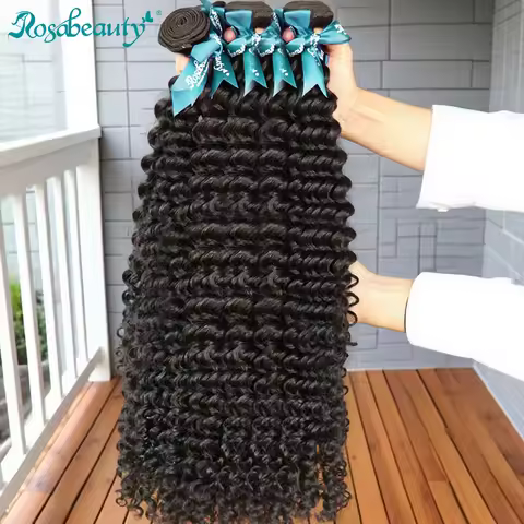 26 28 30 Inch Curly Human Hair Bundles Raw Virgin Human Hair Brazilian Deep Wave 1 2 3 4 5 Bundles 1