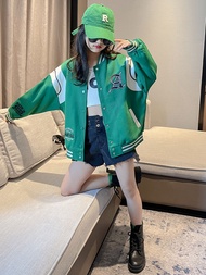 ZABOGA "2024 Fashionable Girls' Spring Baseball Jacket - Loose Casual Coat for Big Kids in Malaysia"