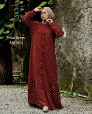 Gamis Polkadot / gamis Polkadot terbaru / gamis Polkadot ceruty / Gamis Polkadot Jumbo / gamis jumbo