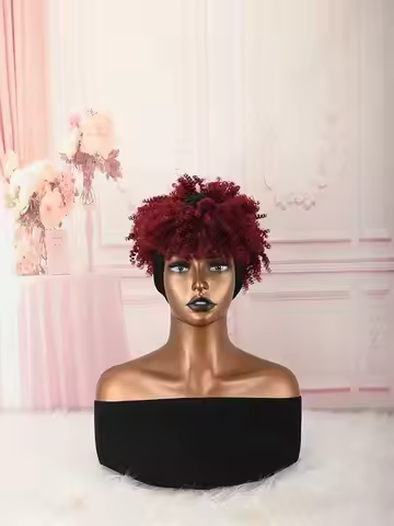 Headband Wig Curly Headband Wig With Bangs For Women Synthetic Afro Curly Hair Wig With Headband Att