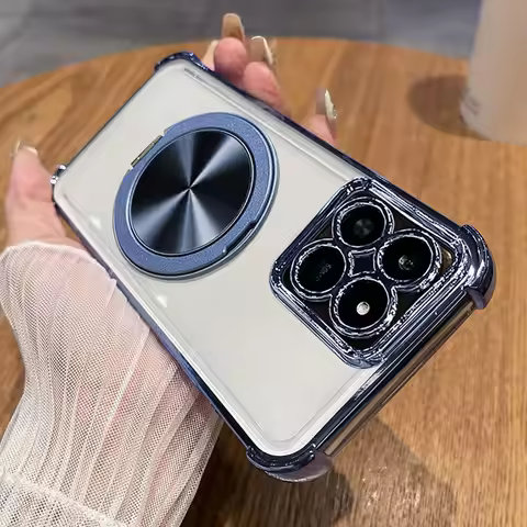 For Honor 400 Smart X7D Case 360° Rotating Stand Transparent Air Cushion TPU Anti-drop Cover For Hon