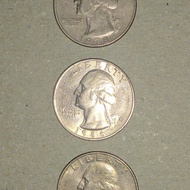 3 Koin uang kuno quarter dollar liberty tahun 1978, 1986 dan 1987