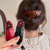 TWINKLE1 Curved Ellipse Hairpins, Vintage Colorful Bow Sweet Elliptical Acetate Hair Clips, Headwear