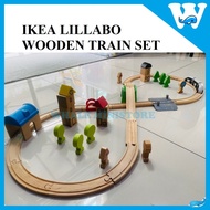 IKEA LILLABO WOODEN TRAIN TOY SET (MOVING TRAIN/RAIL/CARS/TOY FIGURES/GARAGE) / MAINAN KERETAPI BUDA