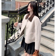Fragrant Style Woolen Color cod Coat Hot Coat Top High-End New Style Female Contrast Lapel Small Sty