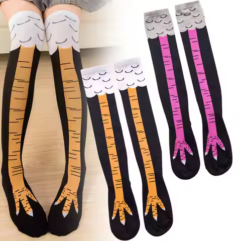 2025 Creative Funny 3D Printing Chicken Feet Socks Cotton Cute Chicken Feet Socks Calf Socks Hallowe