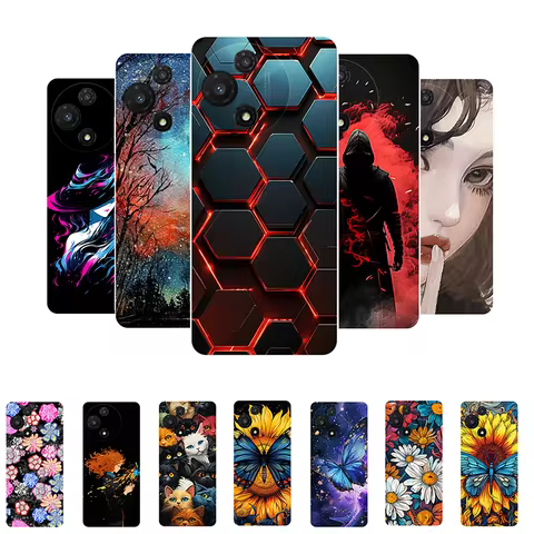 For TCL 60R 5G Case Soft TPU Flower Abstract Phone Cover For TCL 60 R 5G T519H Protective Cases TCL6