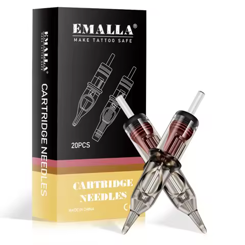 EMALLA 20PCS Gray Tattoo Cartridge Needle 3/5/7/9/11/14RL Disposable Sterilize Tattoo Needles for Ca
